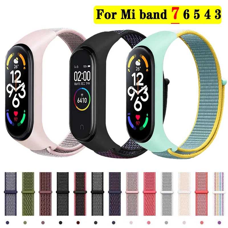 Нейлоновый ремешок для Xiaomi Mi Band 7, 6, 5, 4, 3, браслет, ремешок для часов Pulsera Correa, ремешок Miband 7, 6, 5, 4, 3, браслет, спортивная петля Аксессуары для часов