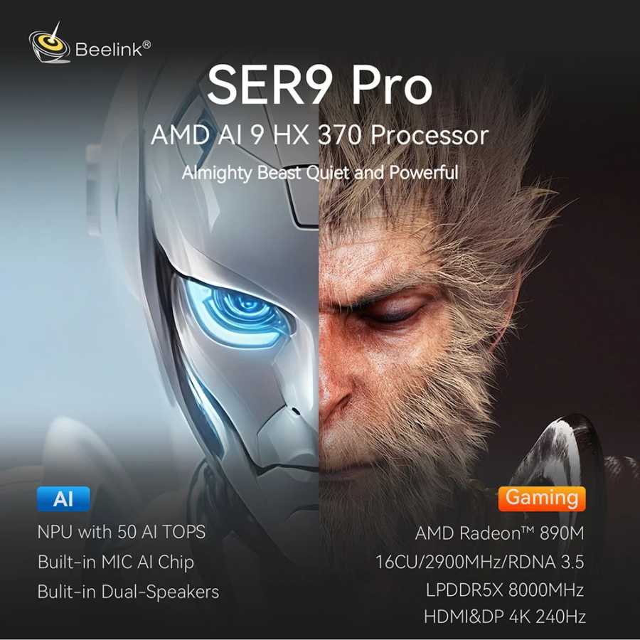 Фотография №1 товара Beelink SER9 Pro AMD Ryzen AI9 HX370 Мощный ИИ-ПК 32G