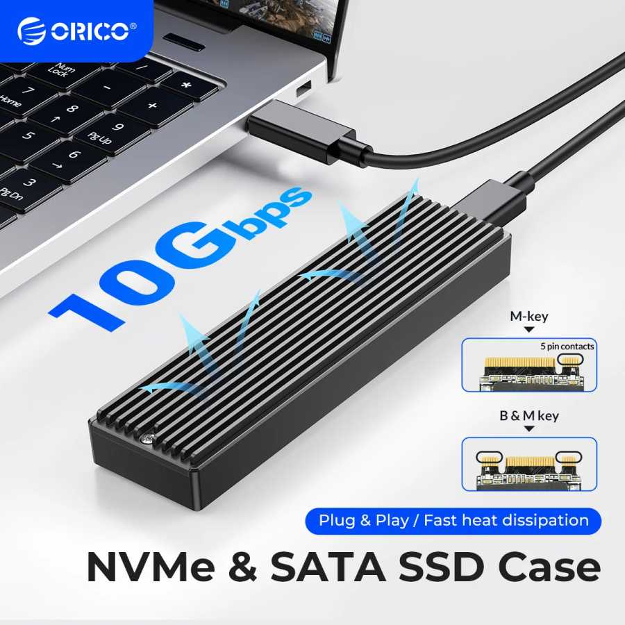 ORICO M2 SSD Case NVMe USB Type C Gen2 10 Гбит/с PCIe SSD Case M2 SATA NGFF 5 Гбит/с M.2 NVME Enclosure Disk Box M.2 SSD Case Хранение данных