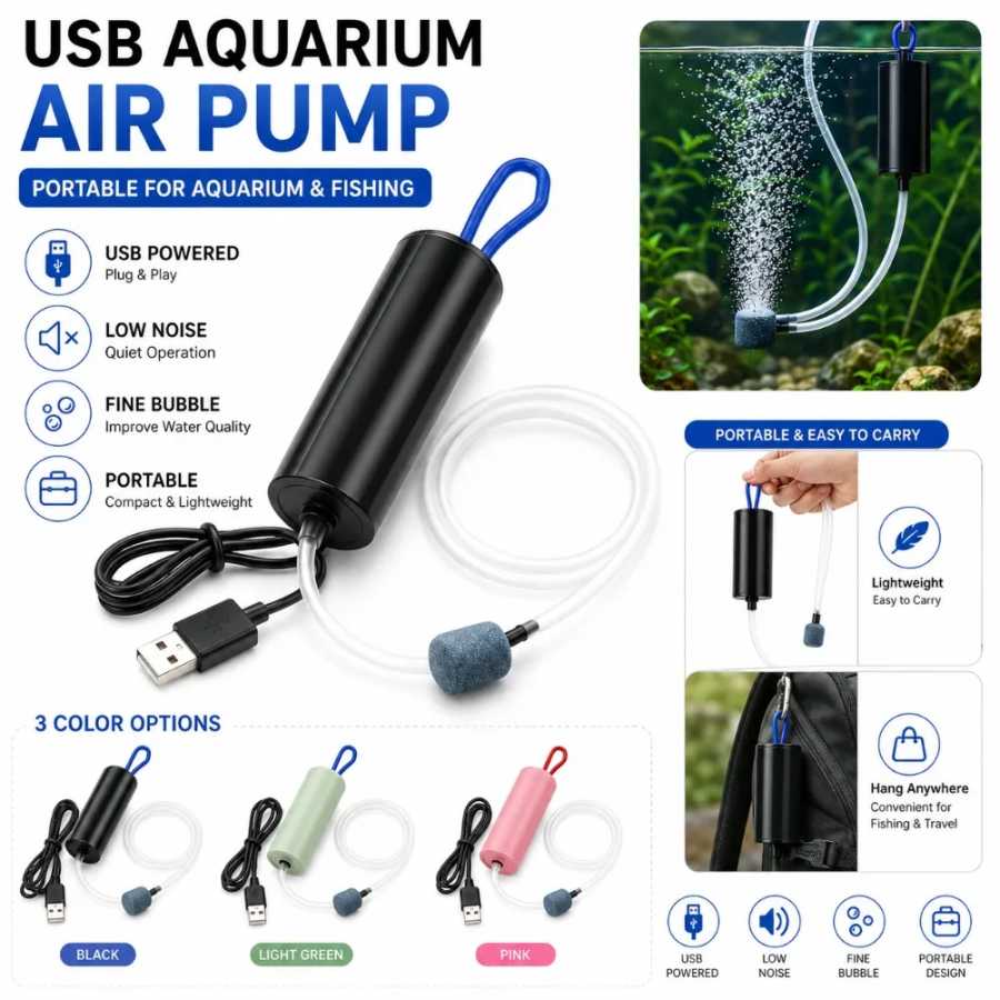 USB-компрессор для аквариума 5В, портативный мини-аэратор, бесшумный кислородный насос для аквариумов, аксессуар для домашнего аквариума Товары для питомцев