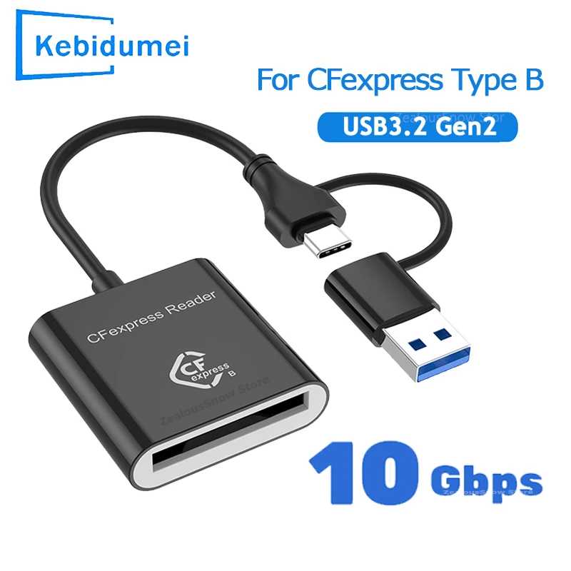 Устройство чтения карт CFexpress Type B 10 Гбит/с USB3.2 Gen2 Портативное устройство чтения карт памяти типа A-C CF Express B для Windows XP MAC OS для зеркальных фотокамер Хранение данных