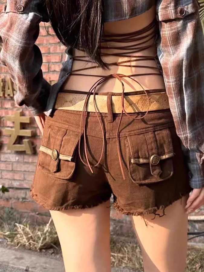 Фотография №2 товара Американские джинсовые шорты Spice Girl с несколькими карманами, новые женские