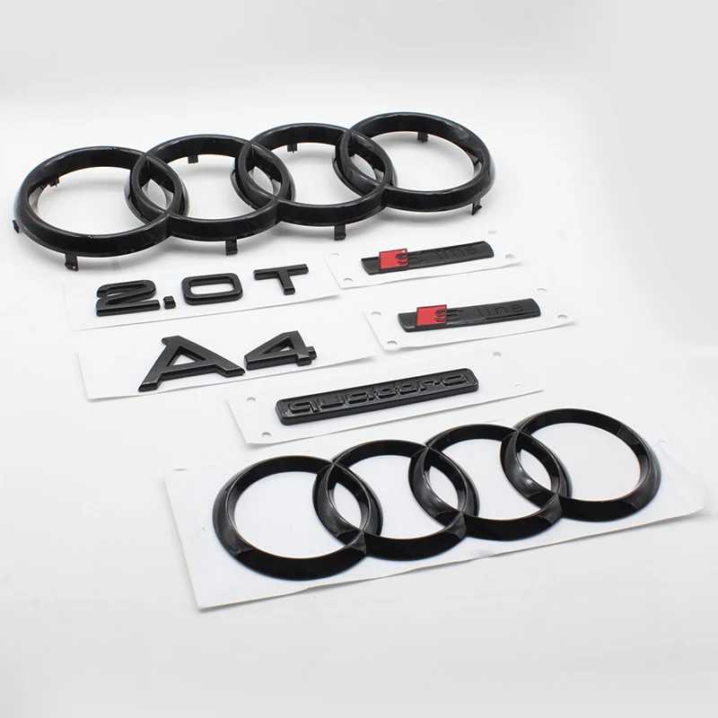 Фотография №4 товара Для Audi A4 2008-2017: Эмблемы-наклейки с 4 кольцами (черные) на