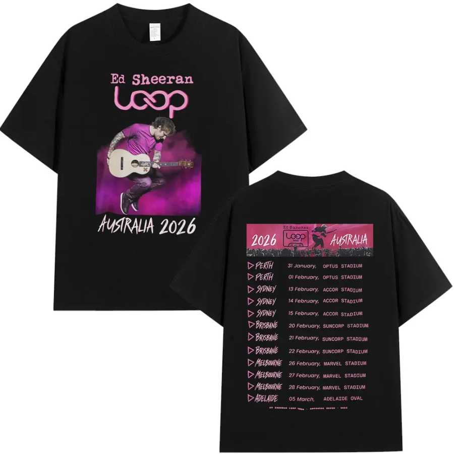 Ed Sheeran Loop Tour Australia 2026 Tour Merch футболки для фанатов подарки для мужчин и женщин одежда модные хлопковые футболки большого размера в стиле хип-хоп Футболки и майки