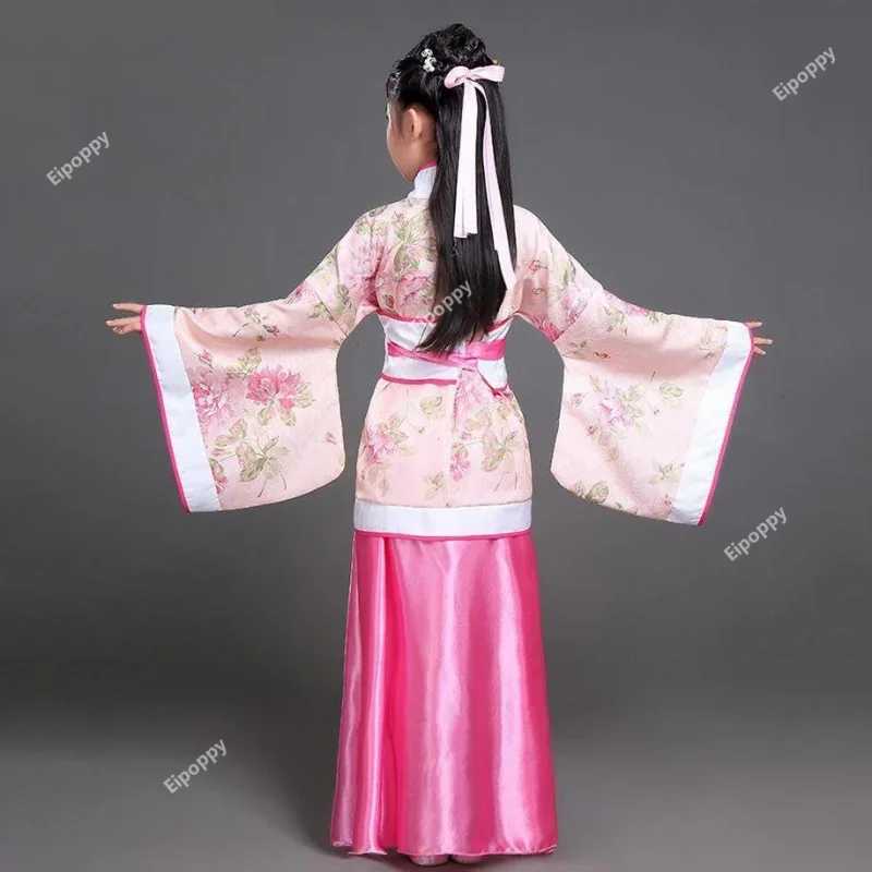Фотография №4 товара Детская китайская одежда Hanfu, детское традиционное сценическое платье с цветочным