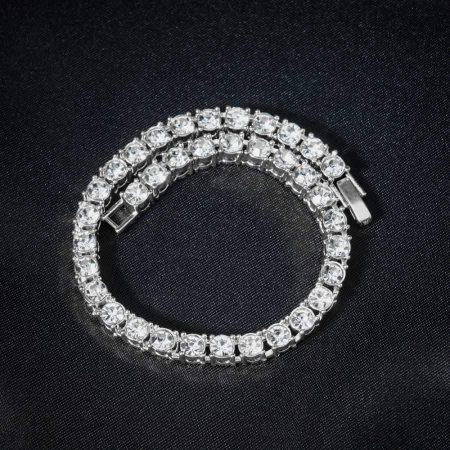 Фотография №5 товара Хип-хоп 5 мм теннисная цепочка Iced Out браслет ожерелье мужская
