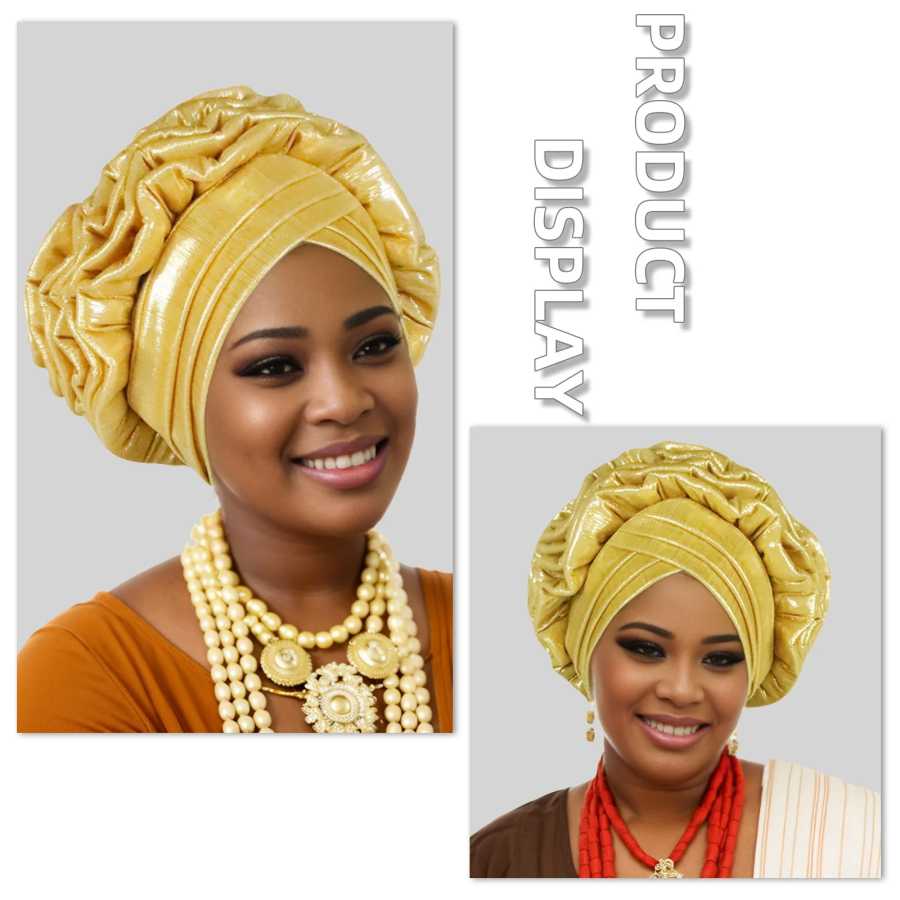 Фотография №2 товара Fashion Women Elastic Ruffle African Turban Cap Lady Head Wraps