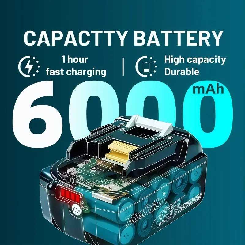 Фотография №3 товара Оригинальный аккумулятор Makita BL1860 6 Ач для электроинструментов, литий-ионный, замена