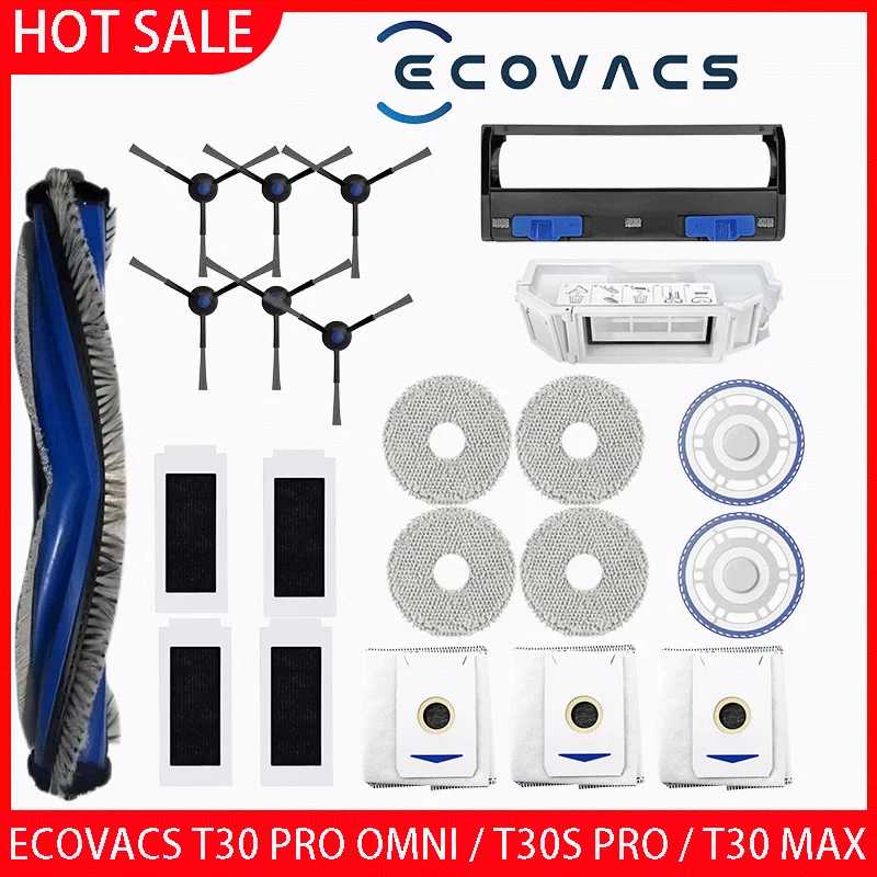 ECOVACS T30 PRO OMNI / T30S PRO / YEEDI M12 Pro+ Запасные части для робота-пылесоса Мешок для пыли Основная боковая щетка Фильтр Аксессуары для швабры Запчасти для бытовой техники