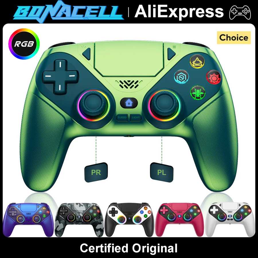 Беспроводной геймпад для PS5/PlayStation 5 Pro/Slim/ПК с RGB-подсветкой, датчиками Hall Effect, без эффекта дрифта, с двойной вибрацией, функциями Marco/Turbo Видеоигры и аксессуары