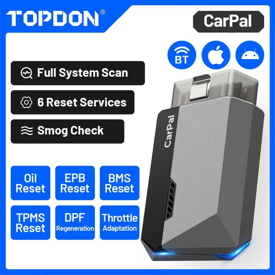 OBD2 сканер TOPDON Carpal, Bluetooth для всех автомобилей, диагностический инструмент, iOS Android, проверка состояния здоровья автомобиля, проверка смога, тест батареи Инструмент для ремонта автомобилей