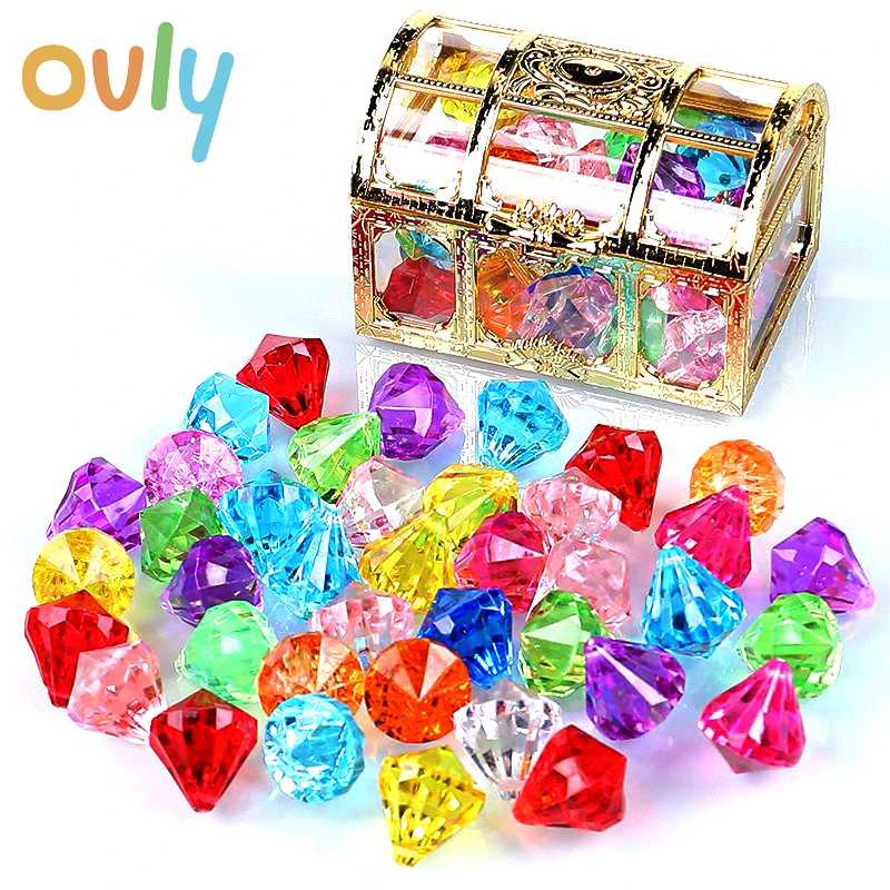 Игрушка Ovly Kids с бриллиантами и драгоценными камнями, замок принцессы, коробка с сокровищами, красочные акриловые кристаллы для девочек, рождественский подарок, красивые и модные игрушки Ролевые и игровые наборы