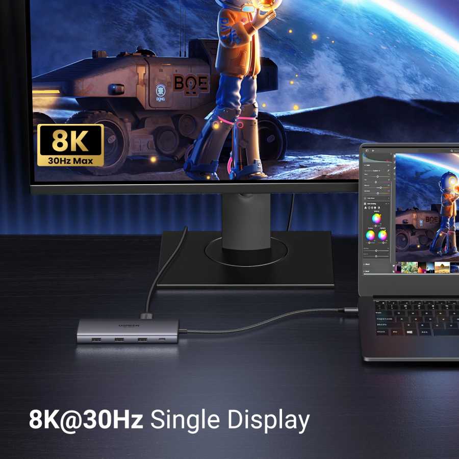 Фотография №2 товара UGREEN Dual HDMI USB-C HUB 8K 4K HDMI-адаптер 10 в
