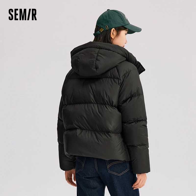 Фотография №5 товара Женский пуховик Semir, однотонный, свободный, универсальный, зима 2025, новый, водонепроницаемый,