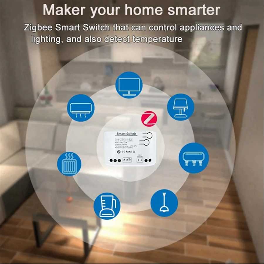 Фотография №1 товара Умный переключатель Zigbee A26P Tuya с датчиком температуры, пассивное сухое