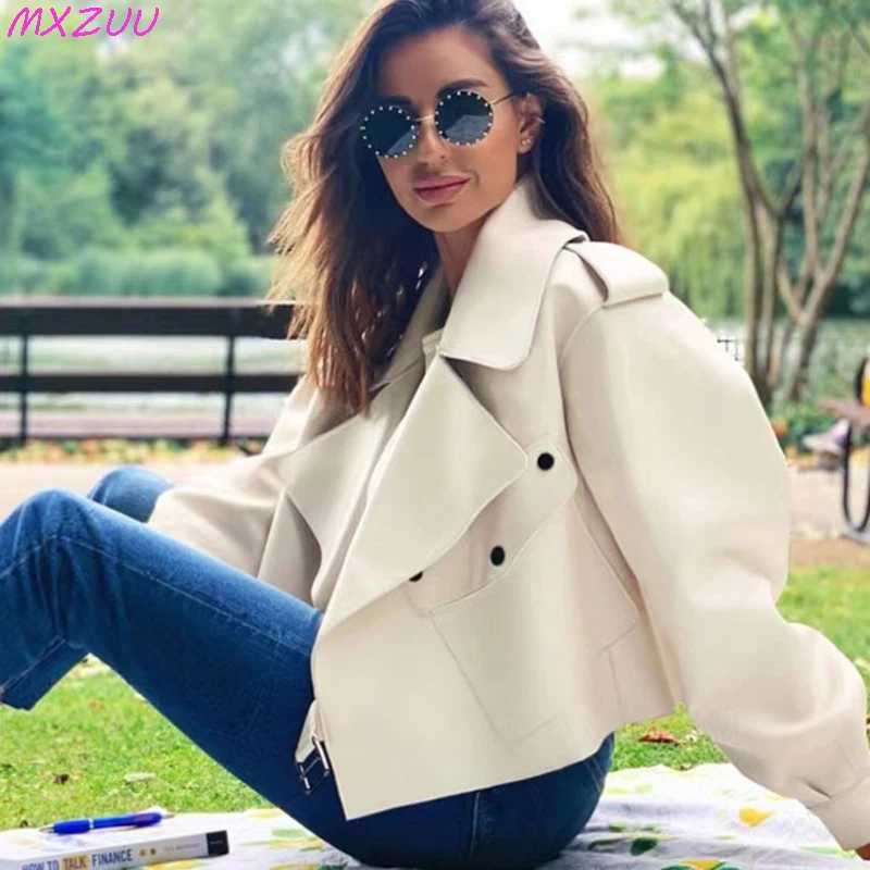 Женская дубленка больших размеров, короткая свободная куртка Veste Femme с большим лацканом и карманом, серая/темно-зеленая/розовая/хаки, кожаная куртка с локомотивом Кожаная одежда