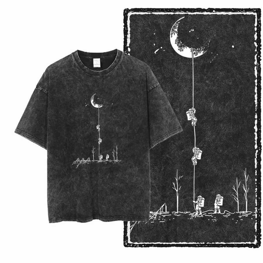 SA ASTRONAUT SPACE THEMES Хлопковая футболка унисекс с принтом Acid Washed Graphic Крутая уличная мужская футболка большого размера для мужчин Футболки и майки