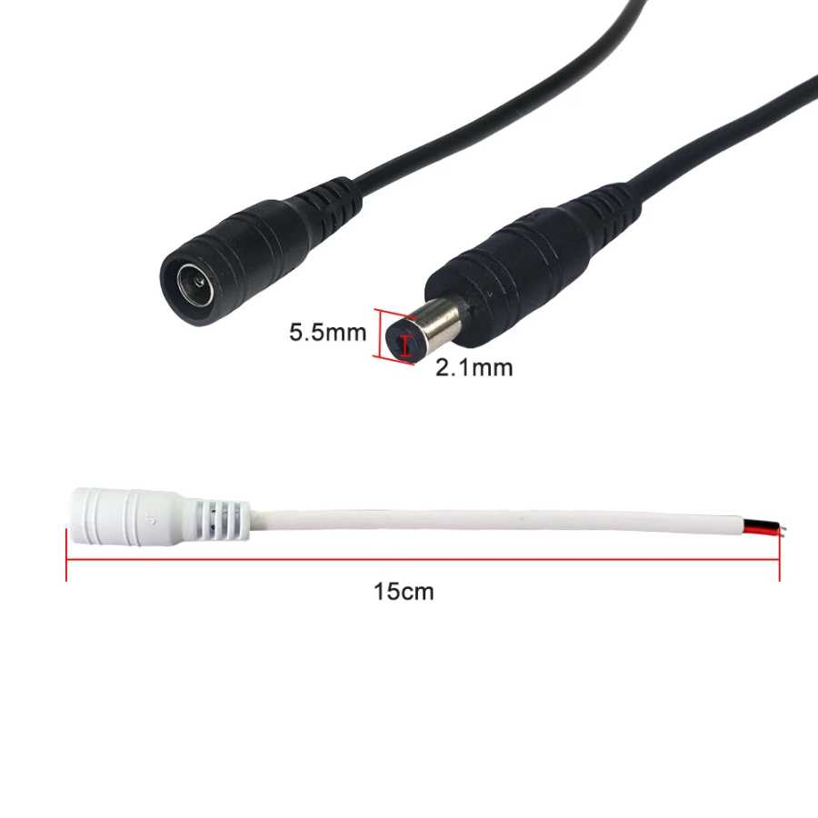 Фотография №2 товара Разъем 22AWG постоянного тока 5,5x2,1 мм, штекер/гнездо, кабель питания, разъем