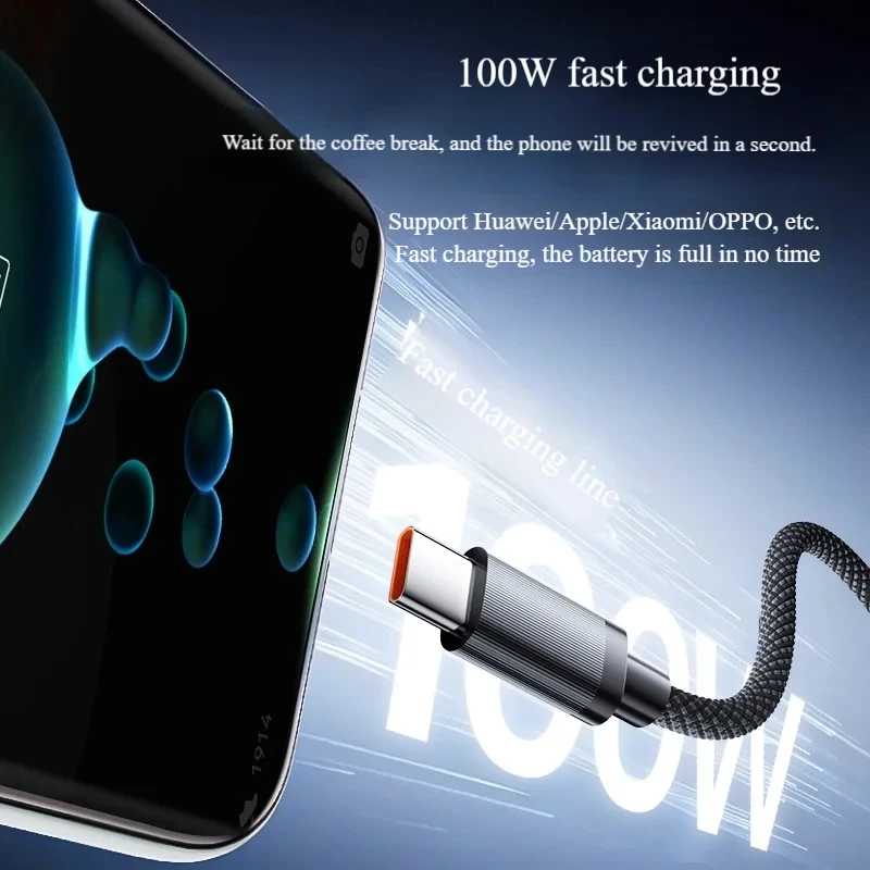 Кабель для быстрой зарядки 2-в-1 USB на два USB-C, 100 Вт, разветвитель Type-C для iPhone 15 16 17 Pro Max, Samsung, Huawei Аксессуары и запчасти