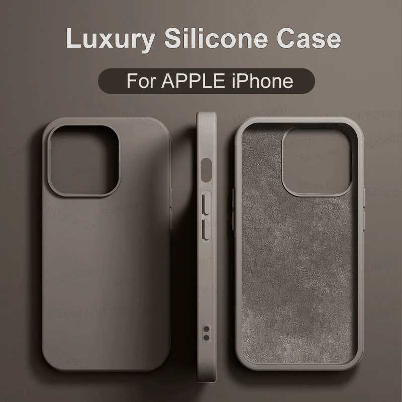 Роскошный противоударный чехол для Apple iPhone 11, 12, 13, 14, 15, 16 17 Pro Max 17 Air Plus, чехлы из жидкого силикона, бампер, мягкий чехол, аксессуары для телефонов Чехлы и чехлы для мобильных телефонов