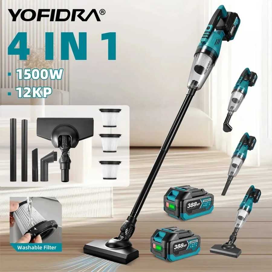 YOFIDRA 1500 Вт 12 кПа электрический беспроводной пылесос портативный 2в1 бытовой электроинструмент для чистки автомобиля для Makita 18 В аккумуляторный штифт Электрические инструменты