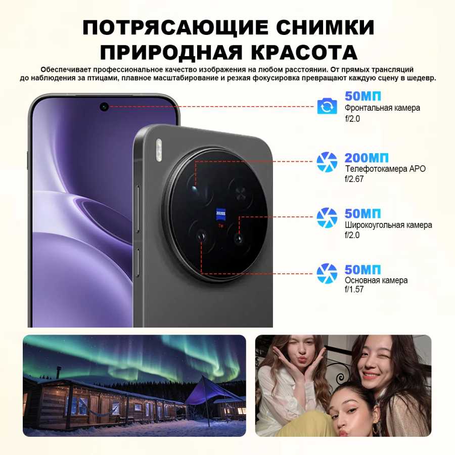 RU Express Vivo X300 Pro, китайская версия, MediaTek Dimensity 9500, 6.78'' AMOLED-дисплей 120 Гц, аккумулятор 6510 мАч, быстрая зарядка 90 Вт, NFC Мобильные телефоны