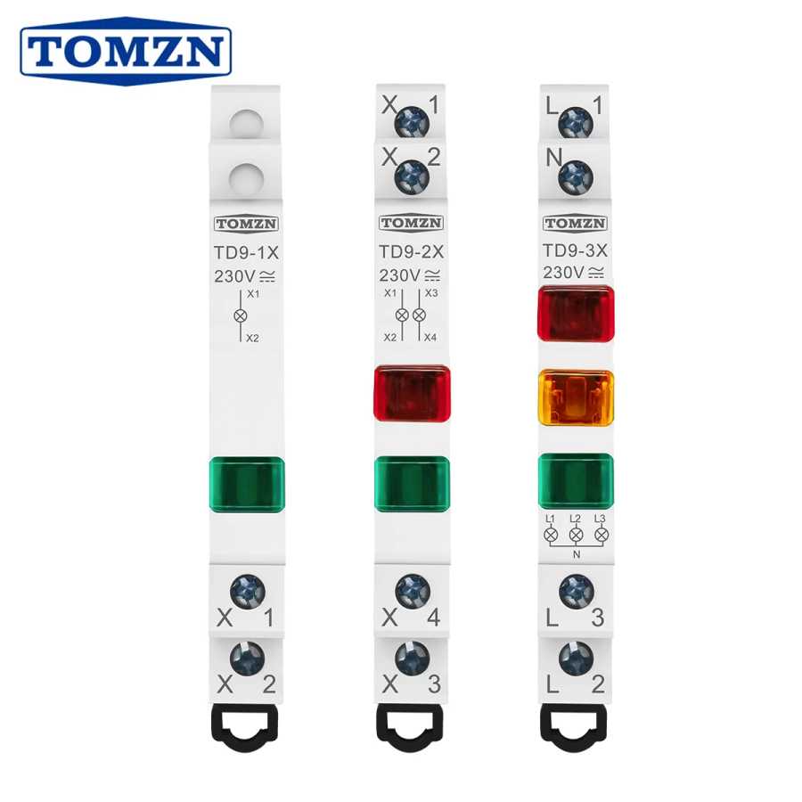 Светодиодный сигнальный индикатор TOMZN TD9 1/2/3, 230В AC/DC, 9 мм, ультратонкий, красный, желтый, зеленый, для монтажа на DIN-рейку, для больниц, заводов, школ Профессиональное освещение