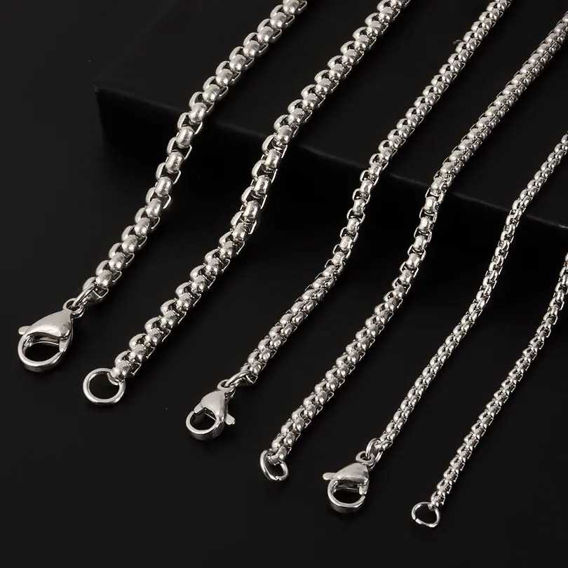 Длинная цепочка 45/50/60/70/80/90 см, простые ювелирные изделия, декор для шеи, коробка из нержавеющей стали, ожерелья для женщин и мужчин, принадлежности для подвесок &laquo;сделай сам&raquo; Бижутерия