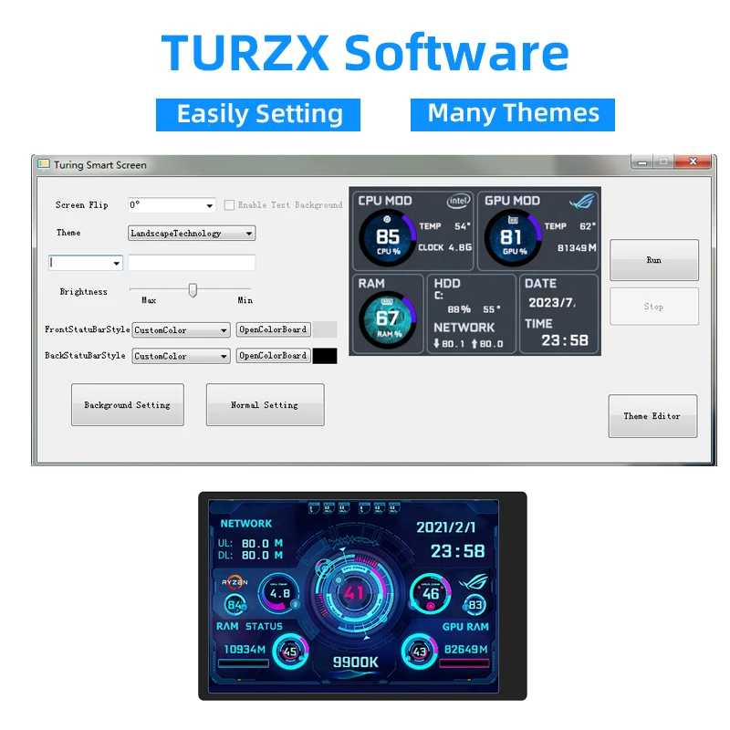 Фотография №3 товара TURZX 3,5/5-дюймовый IPS USB дополнительный экран для компьютера, процессора, графического