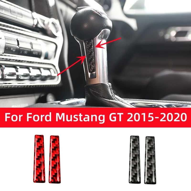 Для Ford Mustang GT 2015-2021: Аксессуары, накладки из карбона на обе стороны рычага переключения передач, декоративные наклейки-декали Аксессуары для салона