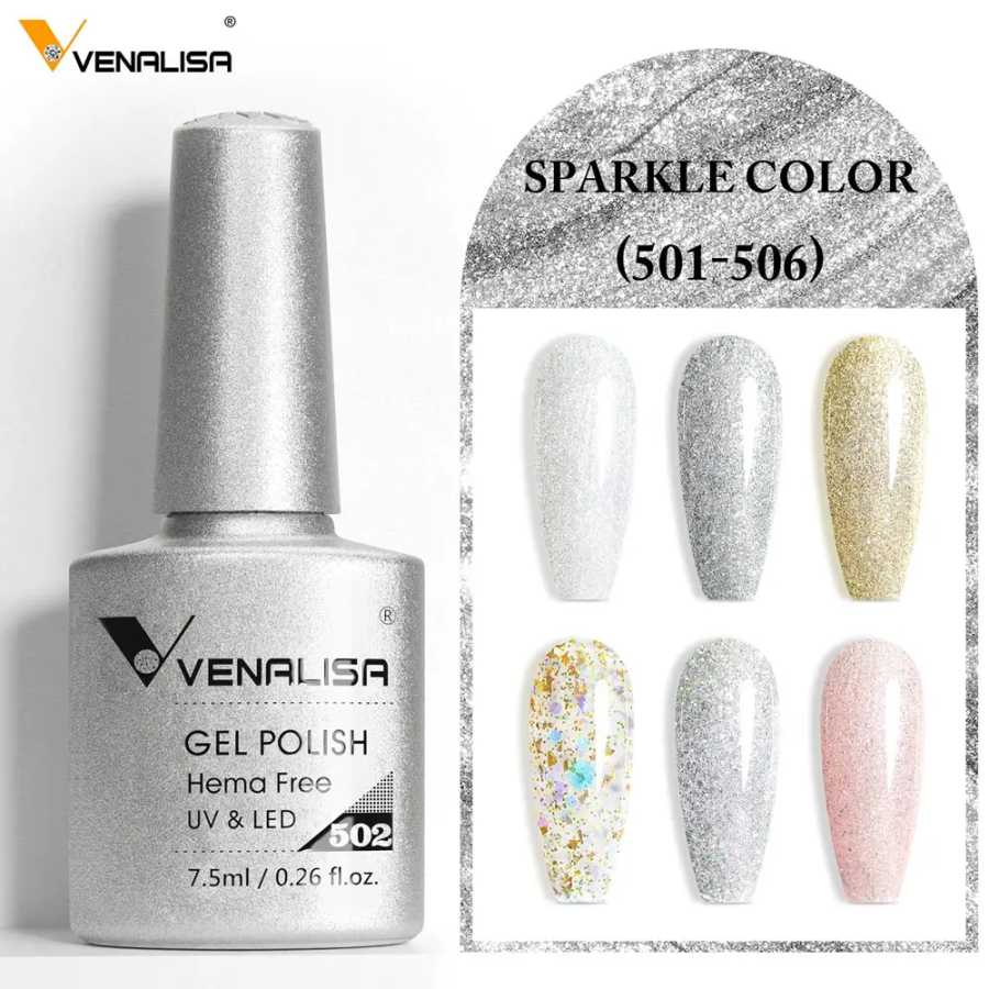 Фотография №3 товара Venalisa HEMA TPO FREE Гель-лак для ногтей с блестками Великолепный