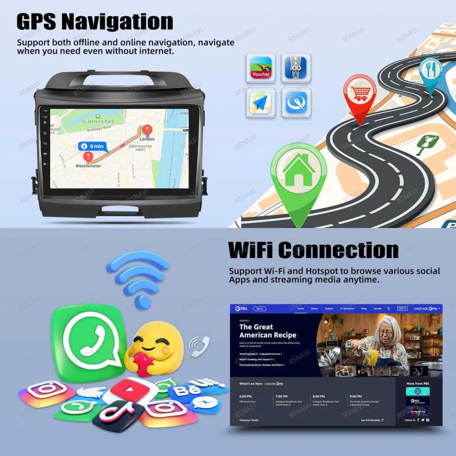 Фотография №3 товара Автомагнитола Android 16 для KIA Sportage 2010-2016 с 5G Wi-Fi,