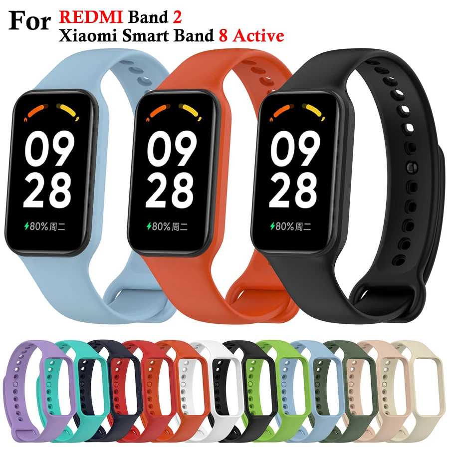 Мягкий силиконовый ремешок для браслета для Xiaomi Smart Band 8, активный браслет Correas, ремешок для часов Redmi Band 2, ремешок 