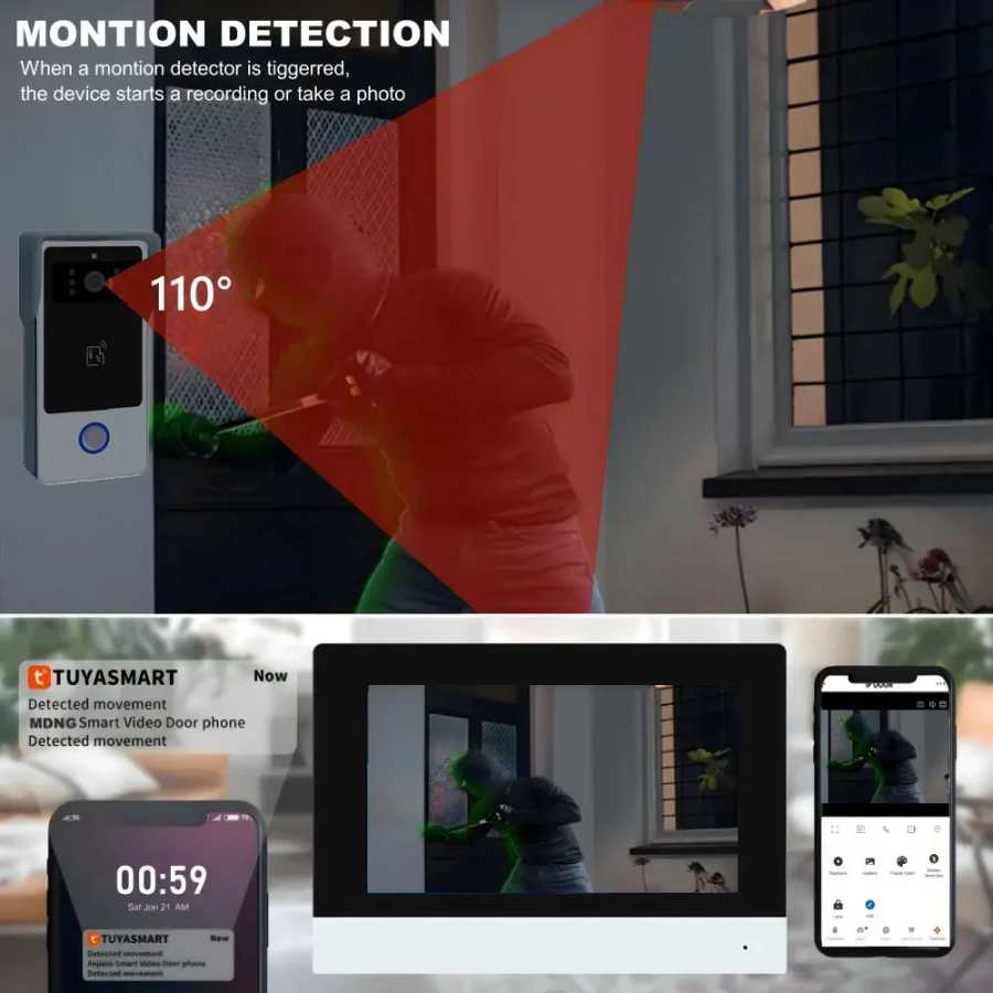 Фотография №2 товара Новый умный 2-проводной дверной звонок Tuya, Wi-Fi, видеодомофон с дистанционным