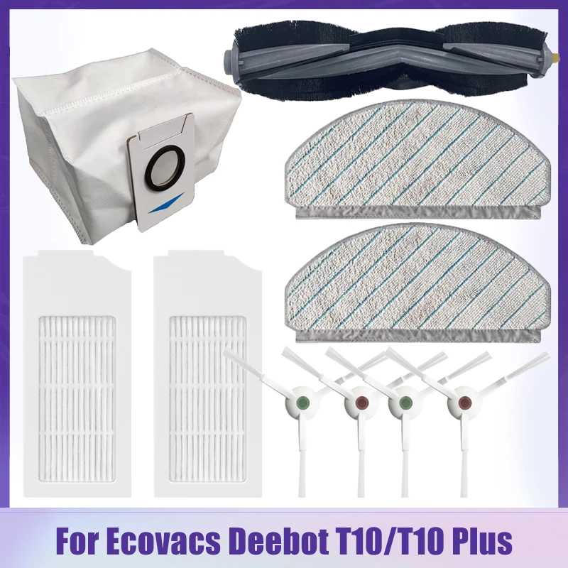 Аксессуары для робота-пылесоса Ecovacs Deebot T10/T10 Plus, основная/боковая щетка, мешок для пыли, фильтр Hepa, тканевые запасные части для швабры Запчасти для бытовой техники