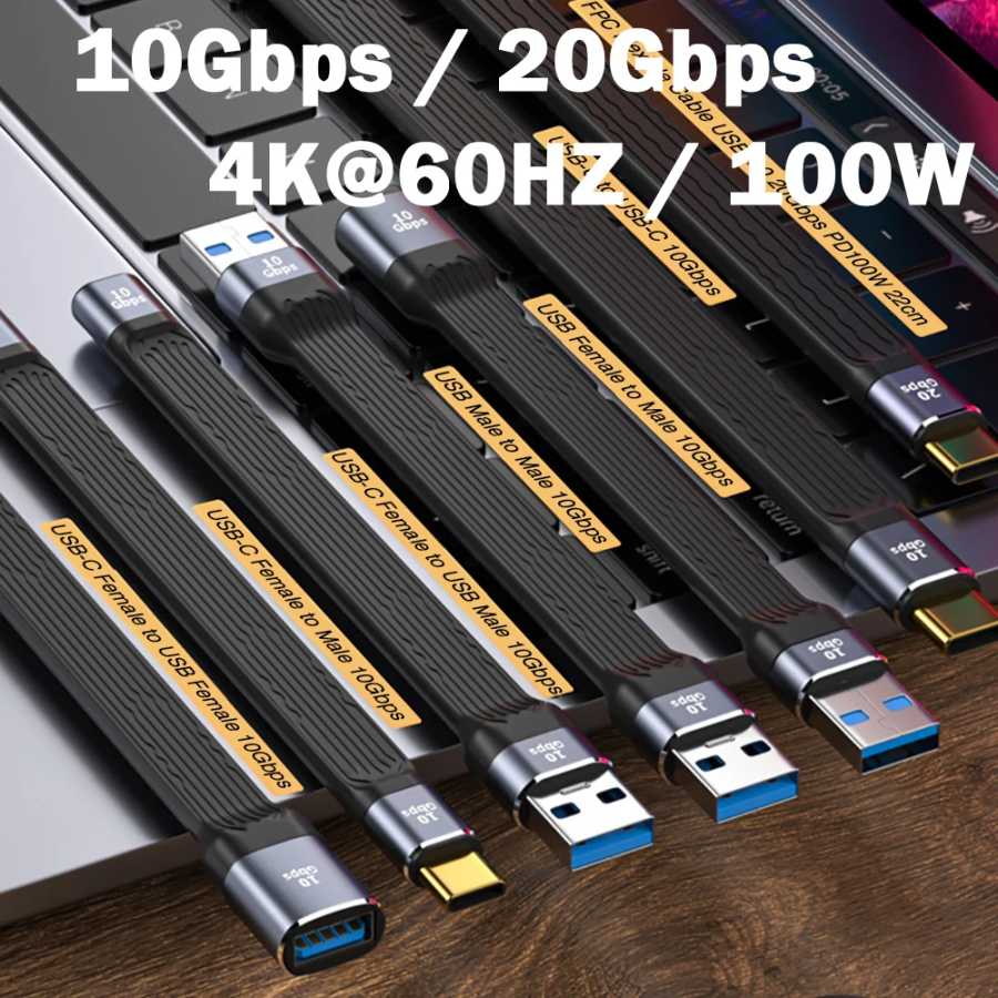 Фотография №1 товара USB3.1 Короткий кабель 10 Гбит/с 13 см PD 100 Вт