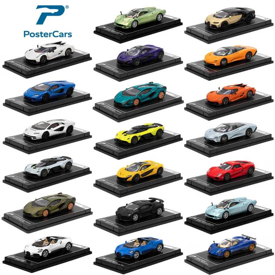 Плакаты 1/64, модель игрушечного автомобиля Lamborghini McLaren Bugatti Koenigsegg Pagani Aston Martin, литой автомобиль, миниатюрные бесплатные колеса Играйте в транспортные средства и модели