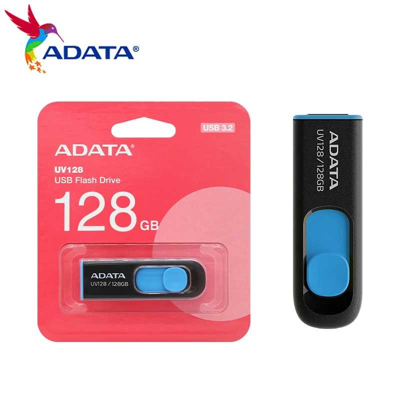 100% оригинальный флэш-накопитель USB3.2 ADATA UV128 128 ГБ 64 ГБ 32 ГБ 16 ГБ USB 3.2 для чтения до 100 Мбит/с, высокоскоростной флэш-накопитель для компьютера Хранение данных