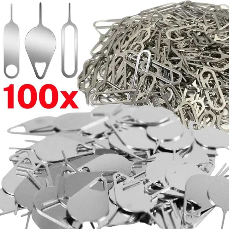 10-100 шт. металлический лоток для SIM-карты, открытый штифт, игольчатый ключ, инструмент для универсального телефона для iPhone 16 15 SamSung Xiaomi Apple IPad SIM-карты и аксессуары