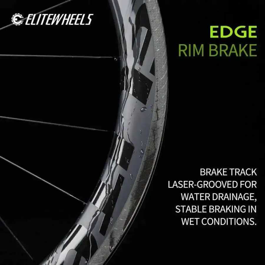 Колесный комплект ELITEWHEELS EDGE Carbon Rim Brake Road для шоссейных велосипедов, ультралегкий, 1291 г, обод 40/50 мм, система Ratchet, втулка 36T, 20 спиц, для велосипедов с широкими шинами. Велоспорт
