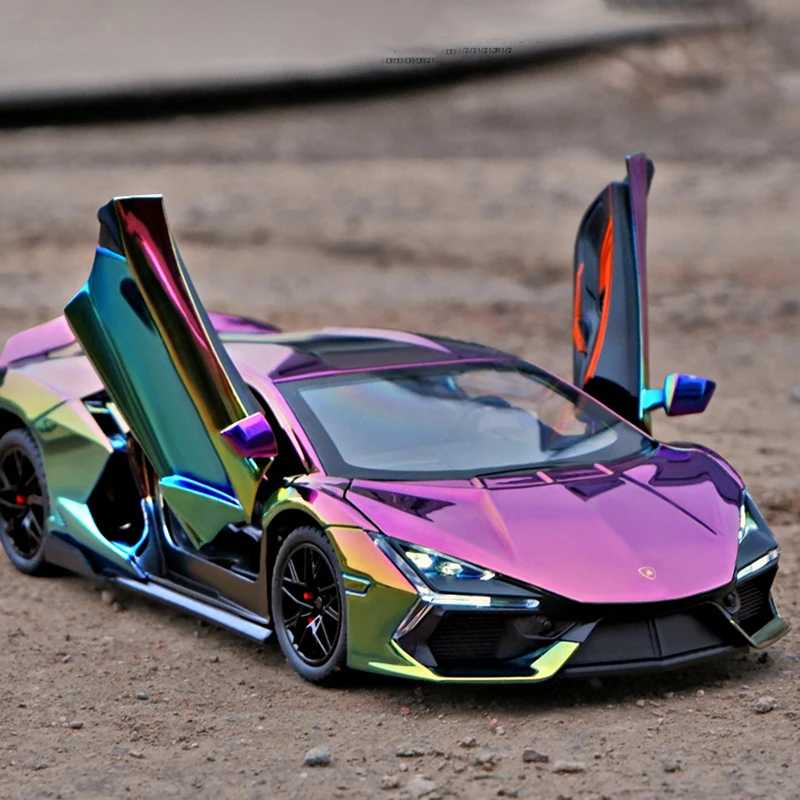 1:24 Lamborghini Revuelto гальваническая модель автомобиля из сплава, игрушечный автомобиль, литье под давлением металла, звуковой и световой автомобиль, игрушки для детей, автомобиль Играйте в транспортные средства и модели