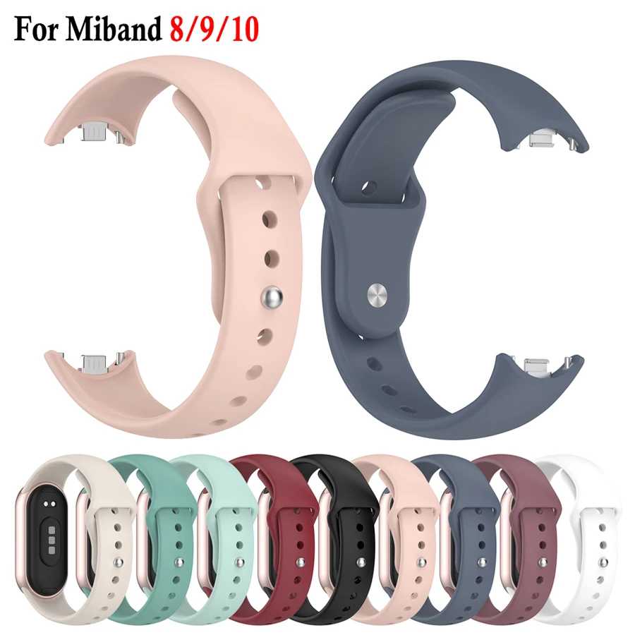 Силиконовый ремешок для Xiaomi Mi Band 10/9/8 NFC, спортивный сменный браслет для Xiaomi Mi Band 8 9 10, аксессуары для умных часов Умная электроника