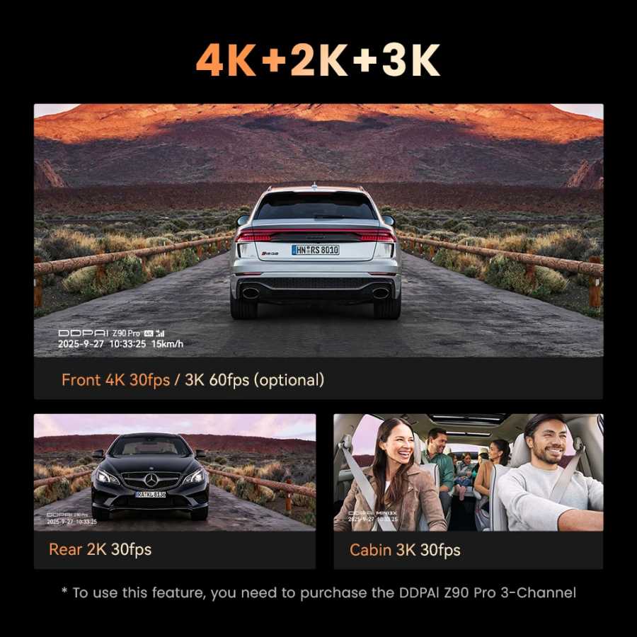 Фотография №3 товара DDPAI Новый Z90Pro 4K+2K Передняя и задняя автомобильная видеорегистратор Dual