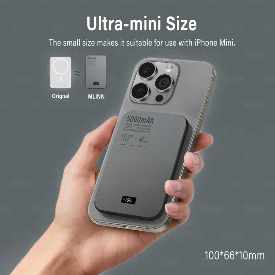 Фотография №3 товара Ультратонкий аккумулятор емкостью 5000 мАч PD20W для MagSafe, магнитный беспроводной