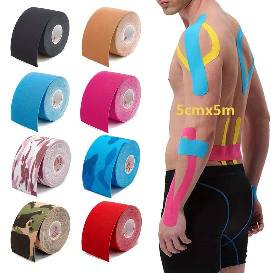 Ленты Kinesio, эластичные бинты, наколенники, ленты, кинезиологические поддерживающие подушечки, фиксирующие спортивные самоклеящиеся повязки Venda Kinesiotape ￼ Фитнес и тренажёры