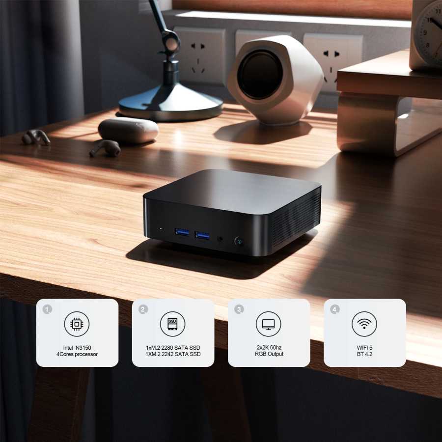 Фотография №1 товара Мини-ПК Chatreey T9 N3150 WIFI5 с Windows 11, ультракомпактный карманный