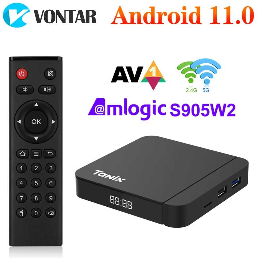 ТВ-приставка Tanix W2, Android 11, Amlogic S905W2, 4 + 64 Гб, 32GB 2GB 16GB поддержка AV1, Wi-Fi Media Player TVBOX Set Top Box ТВ, аудио- и видеотехника