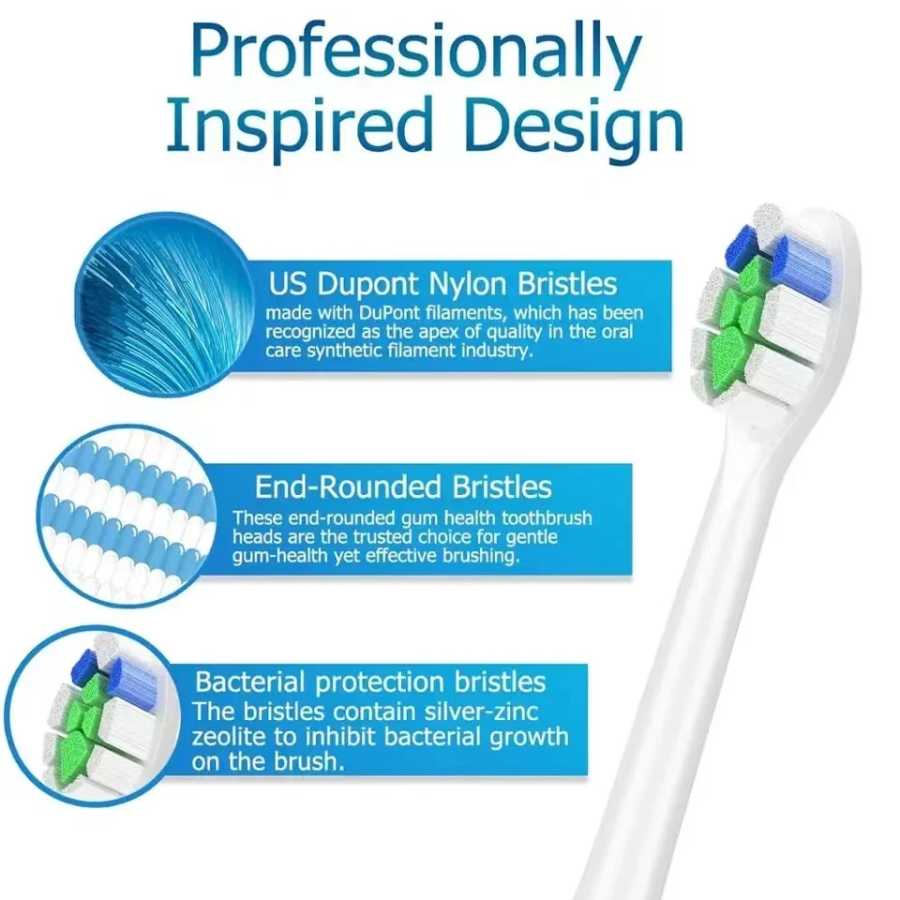 Фотография №3 товара Сменные насадки для зубной щетки Philips Sonicare серии HX3/HX6/HX9 HX3210/3211/6150/6500/6510/6530/9342/6730