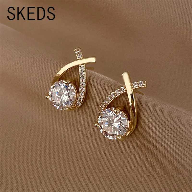 Модные серьги-гвоздики SKEDS для женщин, элегантные украшения в корейском стиле с кристаллами, серьги-кольца в форме рыбьего хвоста, женские серьги, подарок Бижутерия