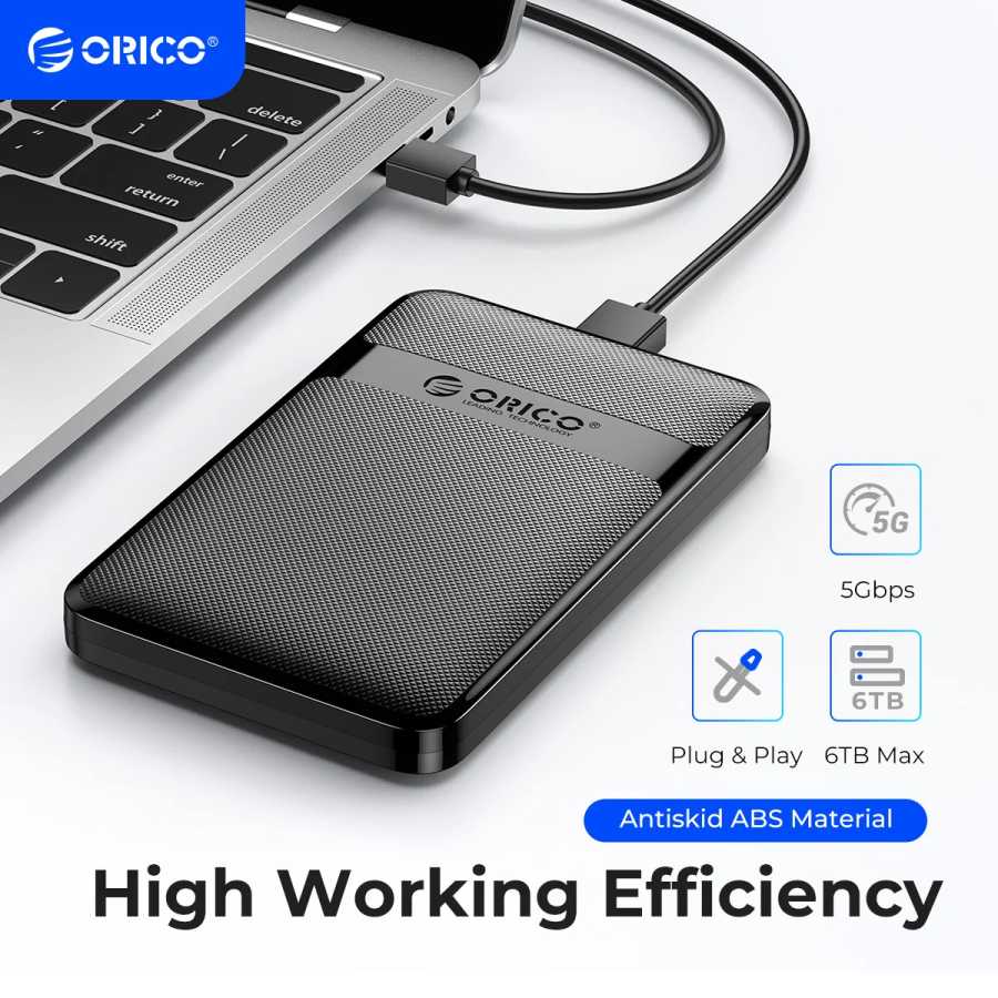 Корпус ORICO для жесткого диска 2,5 дюйма SATA-USB3.0/Type-C Корпус для жесткого диска 6 Гбит/с Макс. USB-C Внешний корпус для жесткого диска SATA с поддержкой автоматического сна Хранение данных